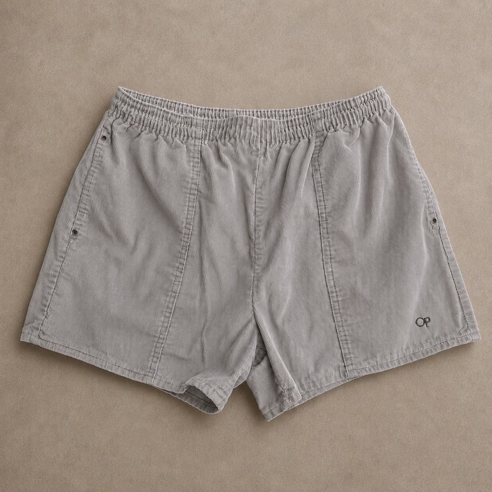 Vintage OP Ocean Pacific Grey Corduroy Shorts 70s 80s Retro Surf Skate Size 30